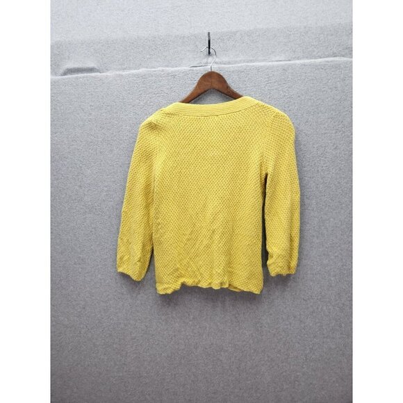 Retro Yellow Boden Knit Cardigan With Button Closure & 3/4 Sleeves - Picture 4 of 4